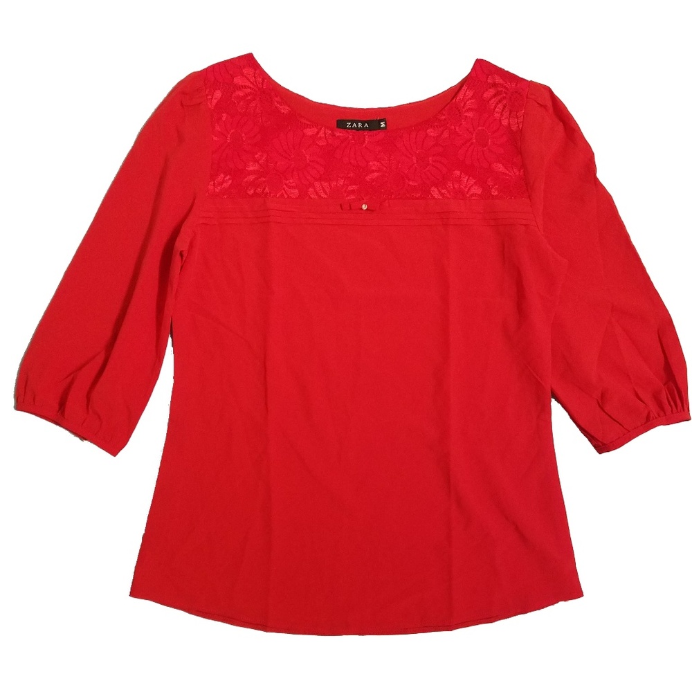 Zara Red Lace Blouse